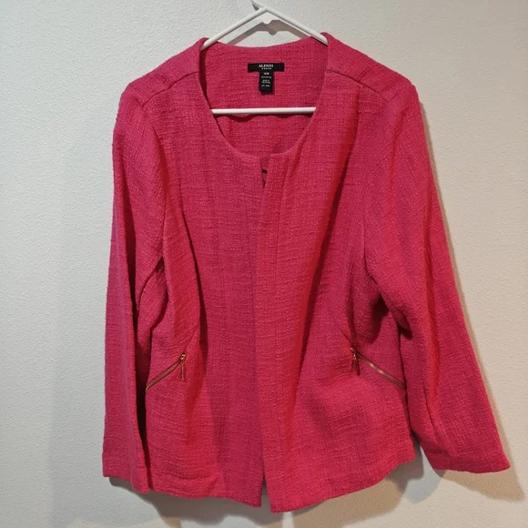 Y2K Alfani Blazer 16W Hot Pink Tweed Legally Blonde Themed Barbiecore Barbie - Picture 2 of 5